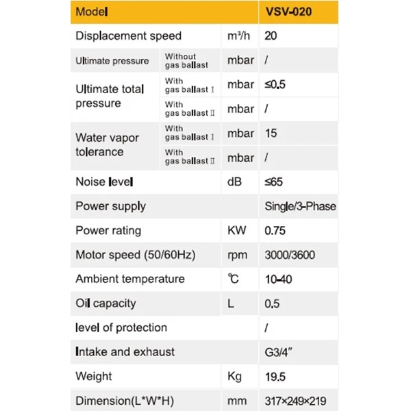 Vacuum Pump Value VSV-020